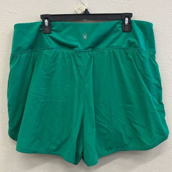 Spyder Green Women's High Waisted Athletic Shorts with Liner XXL - Picture 5 of 6